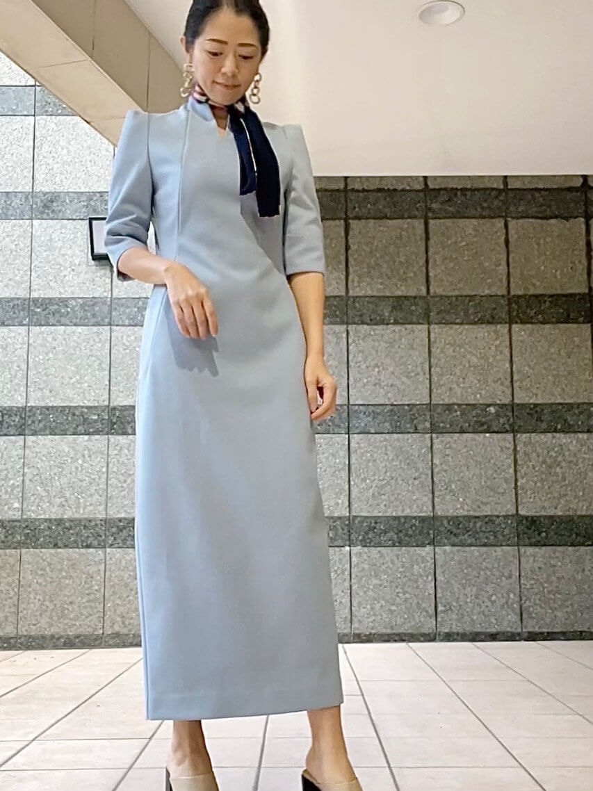 EDGE SHOULDER BONDING DRESS - ロングワンピース