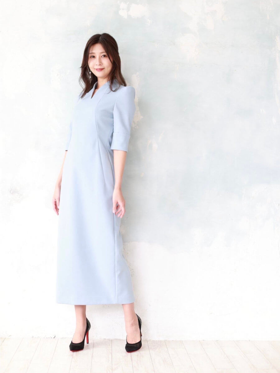 EDGE SHOULDER BONDING DRESS - ロングワンピース